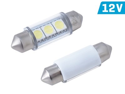 Ampoule VISION Festoon SV8.5 36mm 12V 3x 5050 SMD LED blanche, 2 pcs 