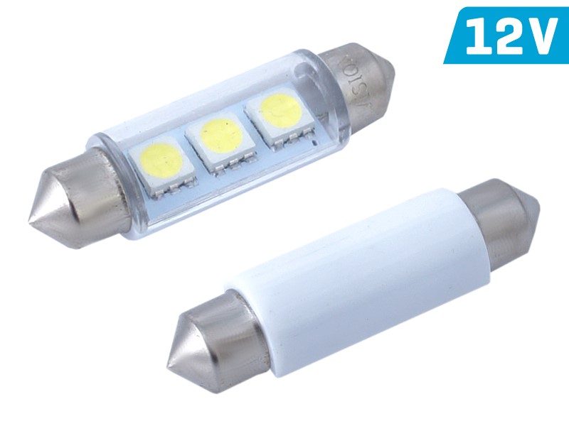 Ampoule VISION Festoon SV8.5 41mm 12V 3x 5050 SMD LED, blanche, 2 pcs