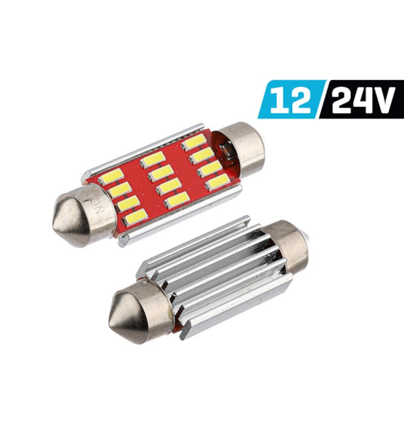 Żarówka VISION Festoon SV8.5 41mm 12/24V 12x 4014 SMD LED, CANBUS, biała, 2 szt.