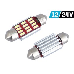 Ampoule VISION Festoon SV8.5 36mm 12/24V 12x 4014 SMD LED, CANBUS, blanche, 2 pcs