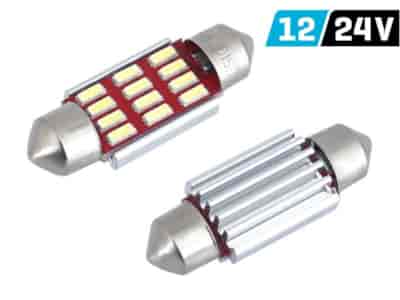 Ampoule VISION Festoon SV8.5 36mm 12/24V 12x 4014 SMD LED, CANBUS, blanche, 2 pcs