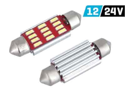 Ampoule VISION Festoon SV8.5 39 mm 12/24V 12x 4014 SMD LED, CANBUS, blanche, 2 pcs