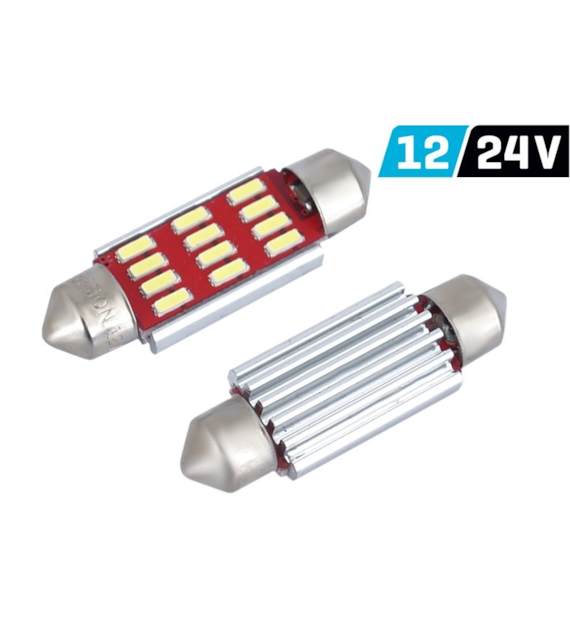 Ampoule VISION Festoon SV8.5 39 mm 12/24V 12x 4014 SMD LED, CANBUS, blanche, 2 pcs