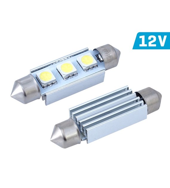 Ampoule VISION Festoon SV8.5 41mm 12V 3x 5050 SMD LED, CANBUS, blanche, 2 pcs