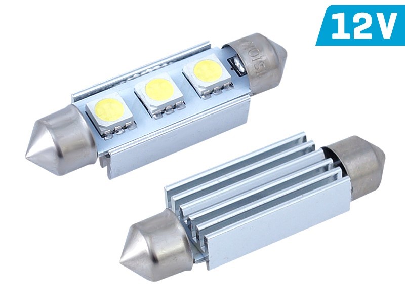 Żarówka VISION Festoon SV8.5 41mm 12V 3x 5050 SMD LED, CANBUS, biała, 2 szt.