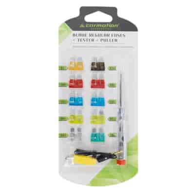 Flachsicherungen UNI, 10 Stk  + Spannungsprüfer 6-24V + Clip