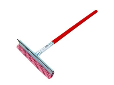 Window cleaner with squeegee and 50 cm wooden handle