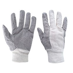 Work gloves, spotted denim , size 10.5