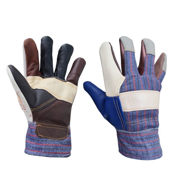 Work gloves, insulated, reinforced with split leather, s. 11