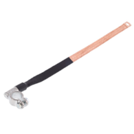 Ground braid 400mm with clamp diam.24, hole M10, negative