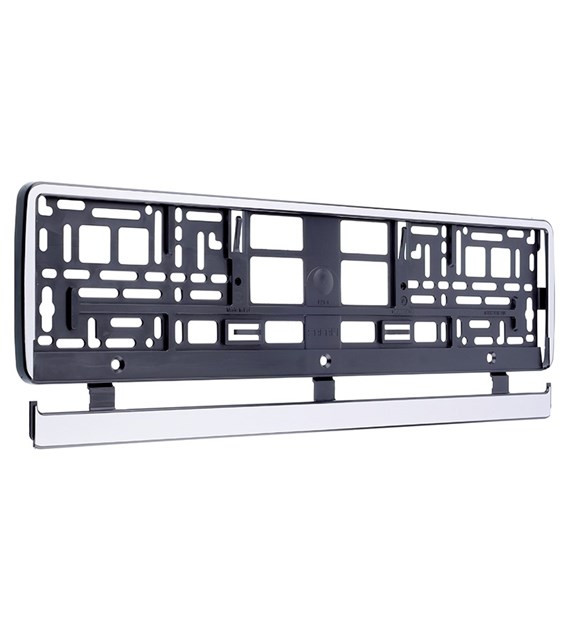 License plate frame with silver border