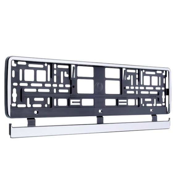 License plate frame with silver border
