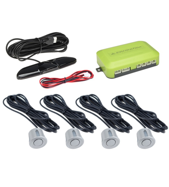 Parking assistance system with LED display, 4 silver sensors