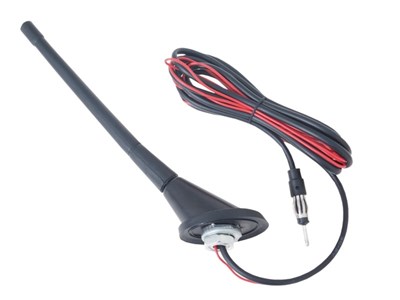 Radio antenna with amplifier, rubberized mast 24 cm