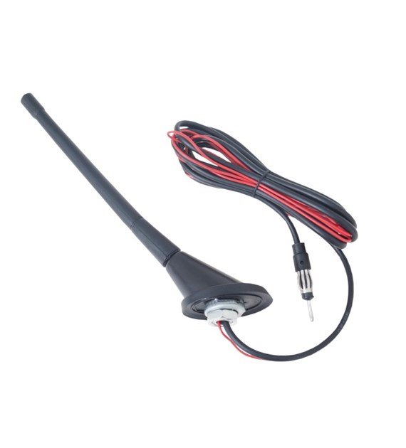 Radio antenna with amplifier, rubberized mast 24 cm