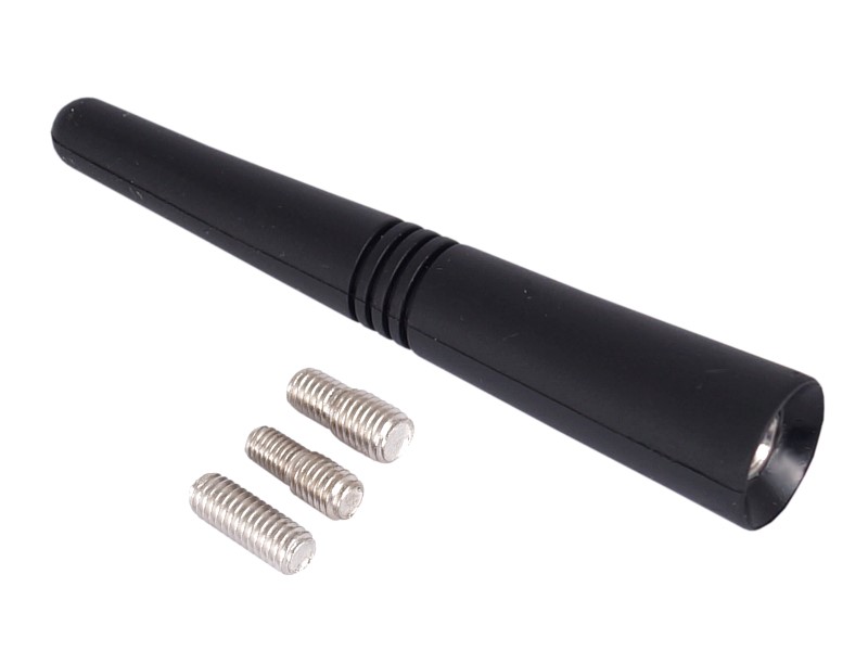 Antenna mast 9 cm, rubberized, with 3 adapters: 5, 6 and 7mm