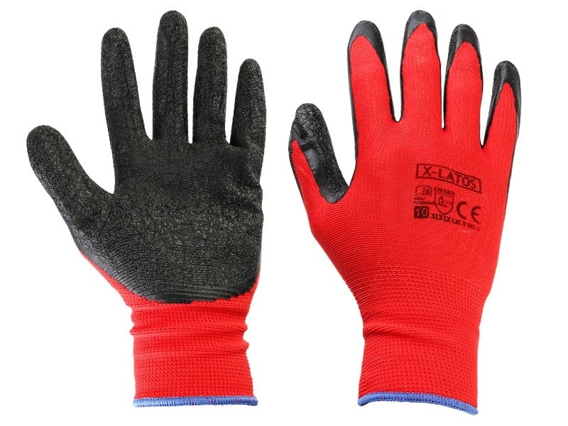 Work gloves, Mechanic's, nylon, latex-coated, s. 10