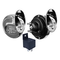 Klakson 12V, chrom, z przekaźnikiem, 2 szt.