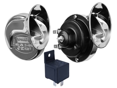 Klaxon 12V, chromé, avec relais, 2 pcs