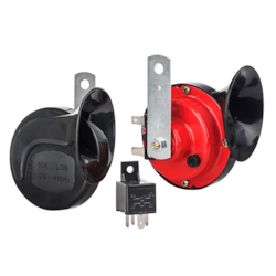 Klakson 12V, 115 dB, dwutonowy, ślimakowy, z przekaźnikiem, 2 szt.