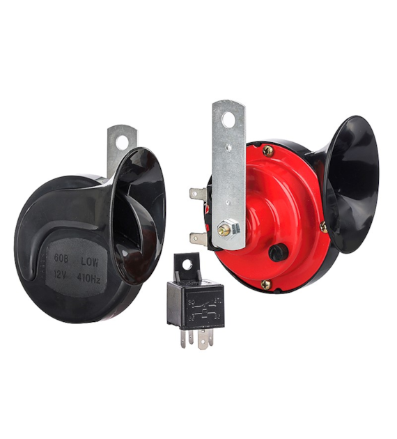 Klaxon 12V 115dB, 2 tons, type à vis sans fin, avec relais, 2 pcs