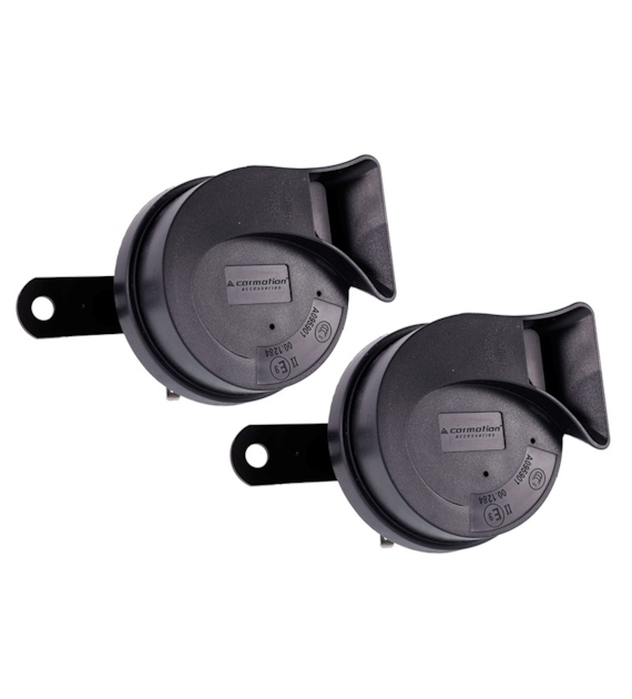 Hupe 12V, 118 dB, zwei Töne, Schnecke, Dm. 80 mm, seitlich, E9-Homologation, 2 Stk