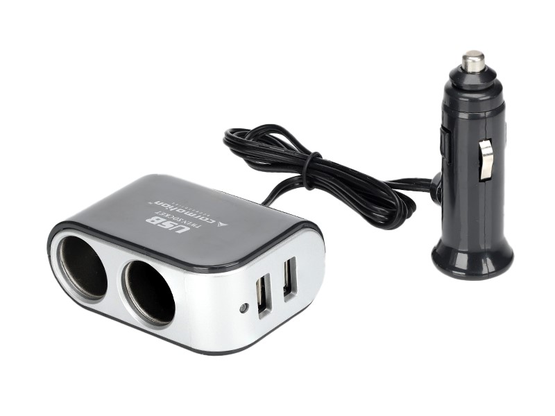 Multiprise allume-cigare 2 prises avec 2x USB 3.1A et câble