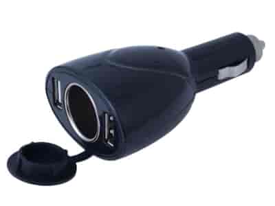 Zigarettenanzünder-Ladegerät/Adapter 12/24V 2x USB 1000 mA + EURO-Steckdose