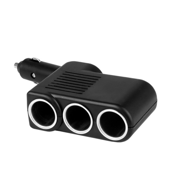 3-socket angled lighter splitter, black