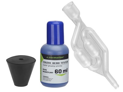 Testeur d'étanchéité de joint de culasse CO2 + 50 ml de fluide de réaction + adaptateur 25-55 mm