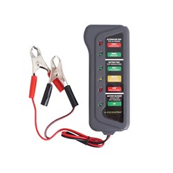 Battery and alternator tester, with crocodile clips, 12V 