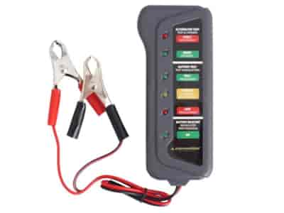 Battery and alternator tester, with crocodile clamps, 12V