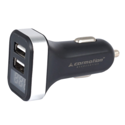 Chargeur 2x USB, 2.1A, pour la prise allume-cigare 12/24V avec voltmètre