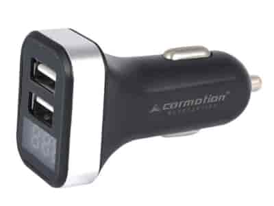 Ladegerät, 2x USB, 2,1A, 12/24V Zigarettenanzünder mit Voltmeter