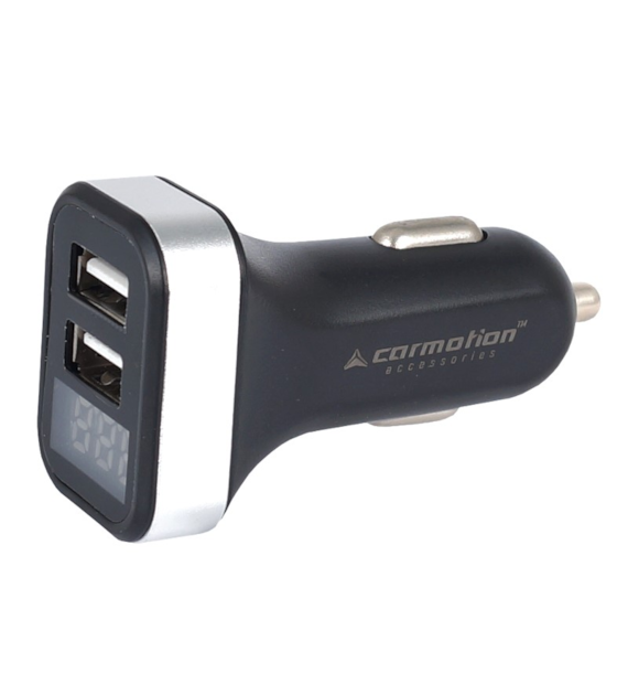 Ladegerät, 2x USB, 2,1A, 12/24V Zigarettenanzünder mit Voltmeter