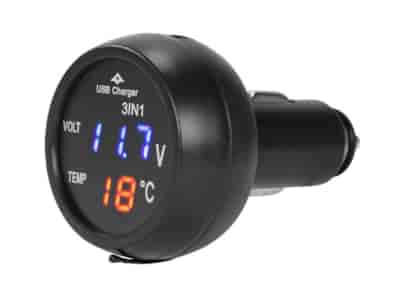 USB-Ladegerät, 2,1 A, für Zigarettenanzünder 12/24 V mit Voltmeter