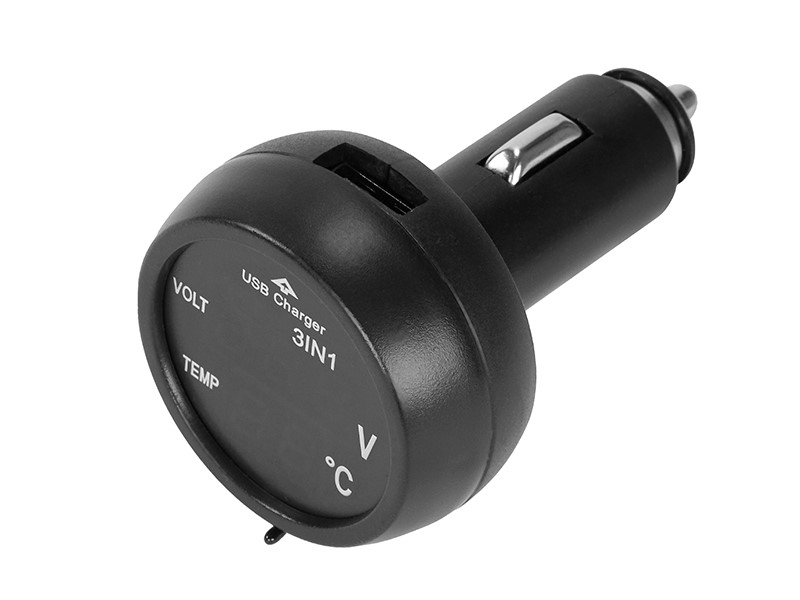 Charger USB, 2.1A, for 12/24V cigarette lighter with voltmeter