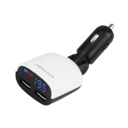 Ładowarka 2x USB 3.4A max + woltomierz 8-30V z alarmem niskiego napięcia