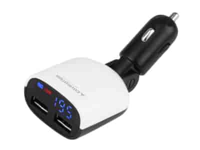 Ładowarka 2x USB 3.4A max + woltomierz 8-30V z alarmem niskiego napięcia