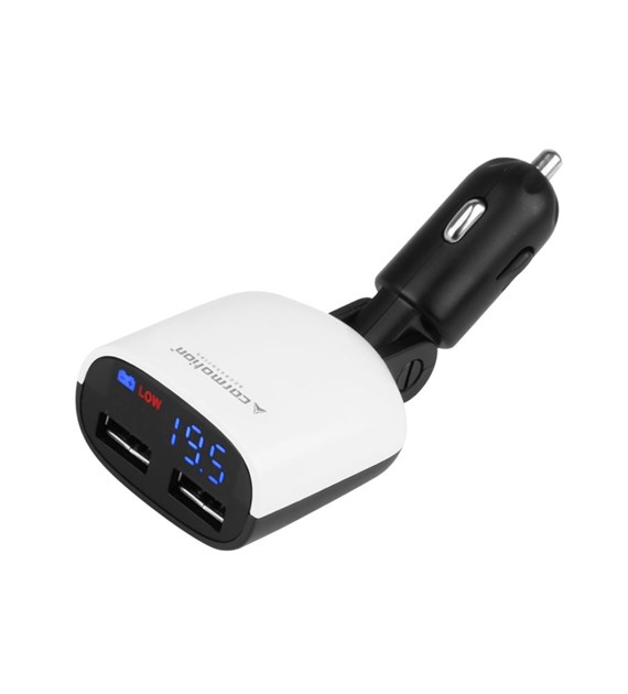 Charger USB 3.4A max, x2 + 8-30V voltmeter with low voltage alarm