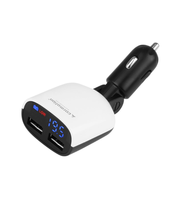 Ładowarka 2x USB 3.4A max + woltomierz 8-30V z alarmem niskiego napięcia