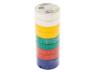 PVC insulating tape 0.13mm x 15mm x 10m, 5 colors, 10 pcs 