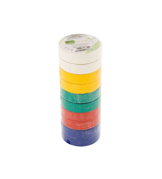 PVC-Isolierband 0,13 mm x 15 mm x 10 m, 5 Farben, 10 Stk 