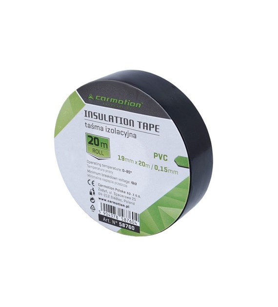 Insulating tape PVC 0.15mm x 19 mm x 20m black, 1 pc