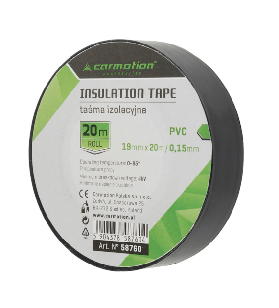Insulating tape PVC 0.15mm x 19 mm x 20m black, 1 pc