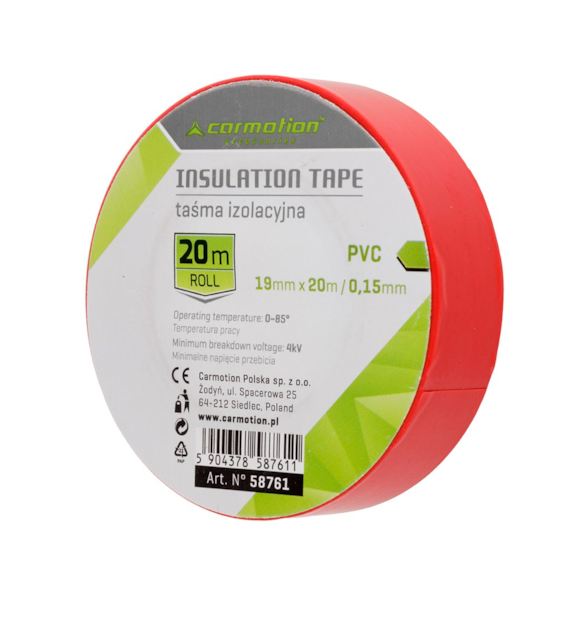 Insulating tape PVC 0.15mm x 19 mm x 20m red, 1 pc