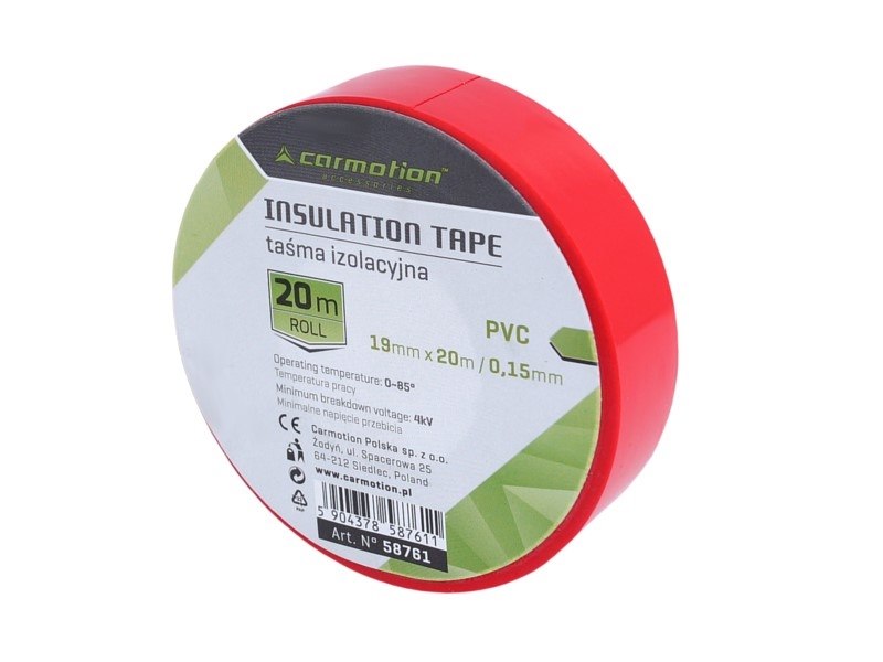 Taśma izolacyjna PVC 0,15 mm x 19 mm x 20 m, czerwona, 1 szt.