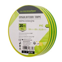 Taśma izolacyjna PVC 0,15 mm x 19 mm x 20 m, zielono-żółta, 1 szt.