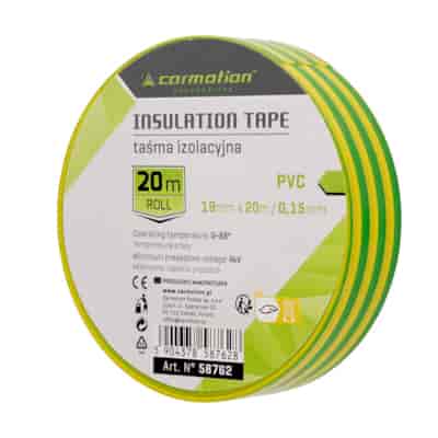 Ruban isolant PVC 0,15mm x 19 mm x 20m vert-jaune, 1 pc