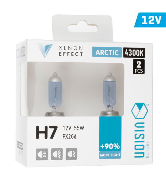 Ampoules VISION blanc arctique H7 12V 55W PX26d U E4 + 90%, 2 pcs